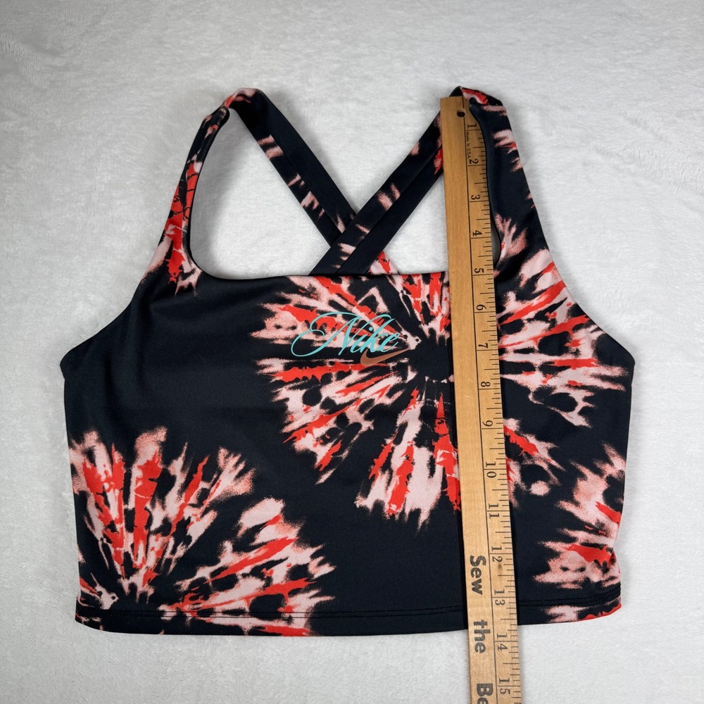 Nike Dri Fit Tie Dye Sports Bra Crop‎ Top Black Red Size M - Picture 8 of 8